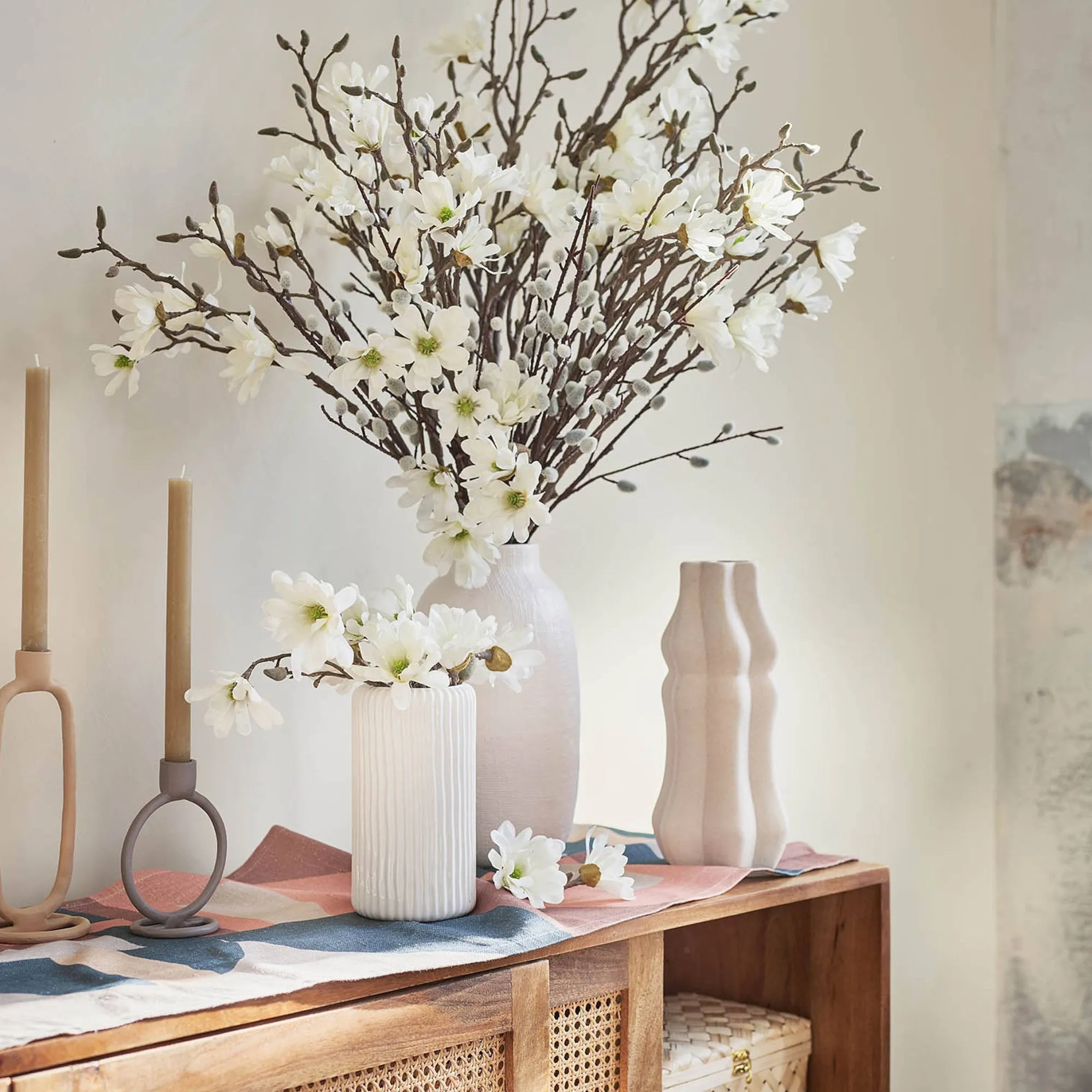 Store Branche Artistique Chaton De Palmier Avec Feuilles Fleurs Individuelles