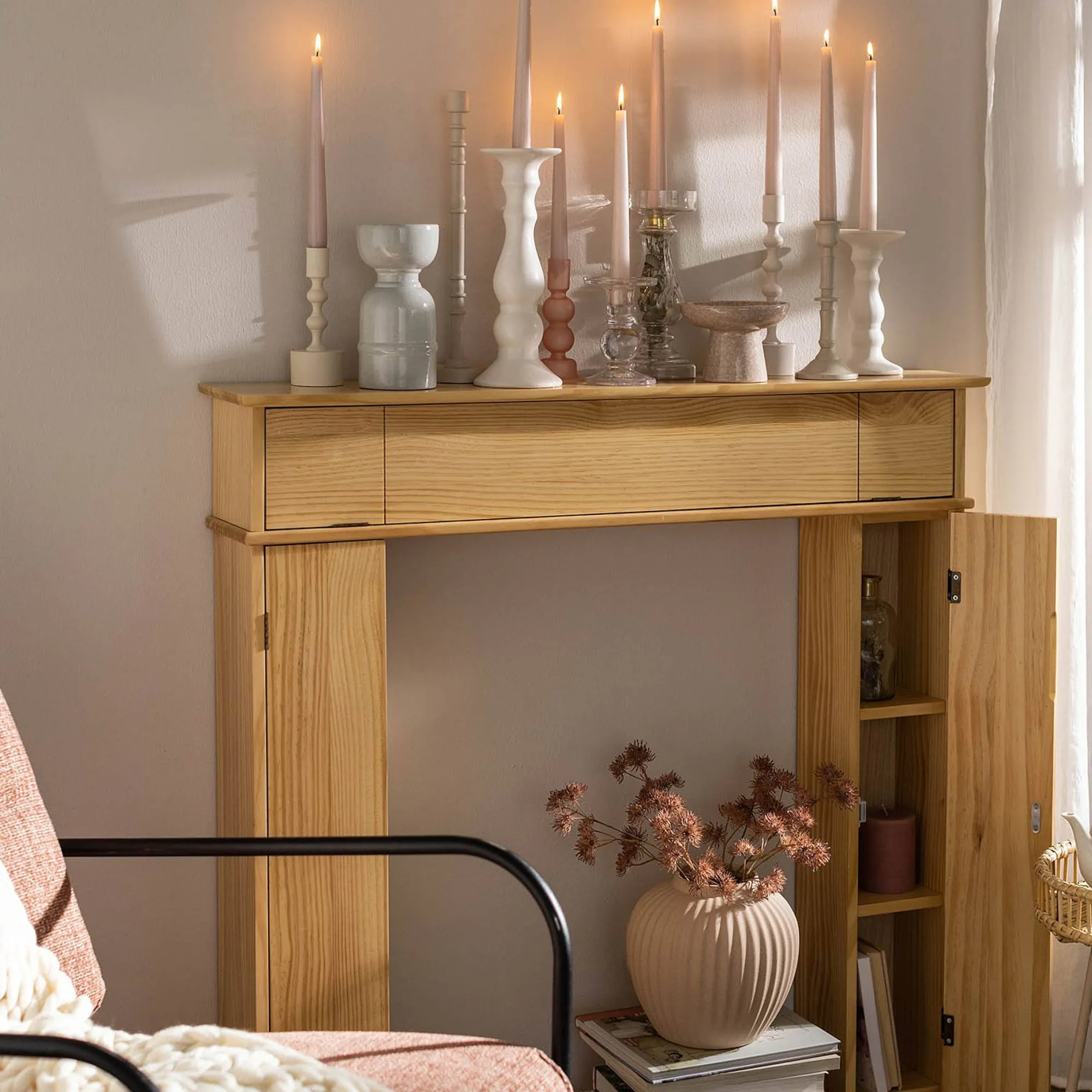 Outlet Console De Cheminee Toni Avec Espace De Rangement Consoles