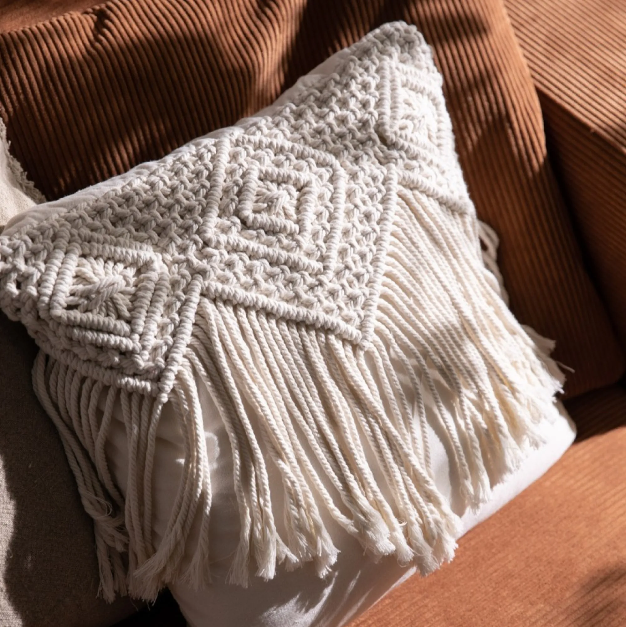 Cheap Set De Coussins En Jute Et Macrame Idées De Cadeaux