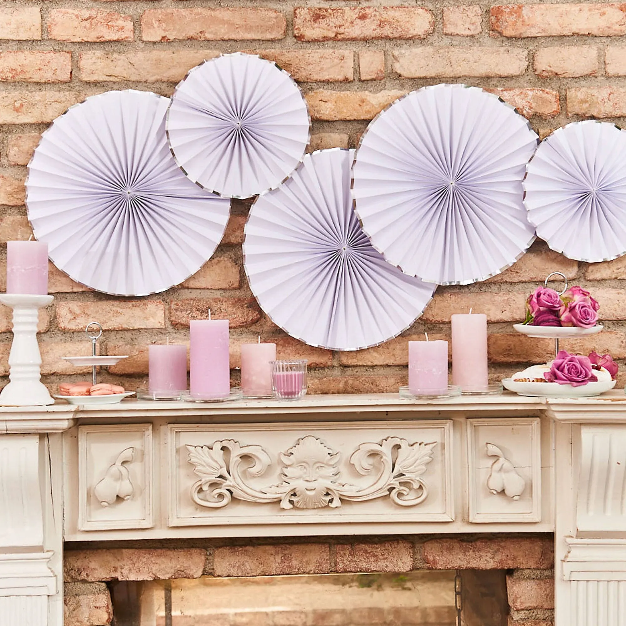 Sale Set D'Eventails Décoratifs Bord Argente Décoration De Fete