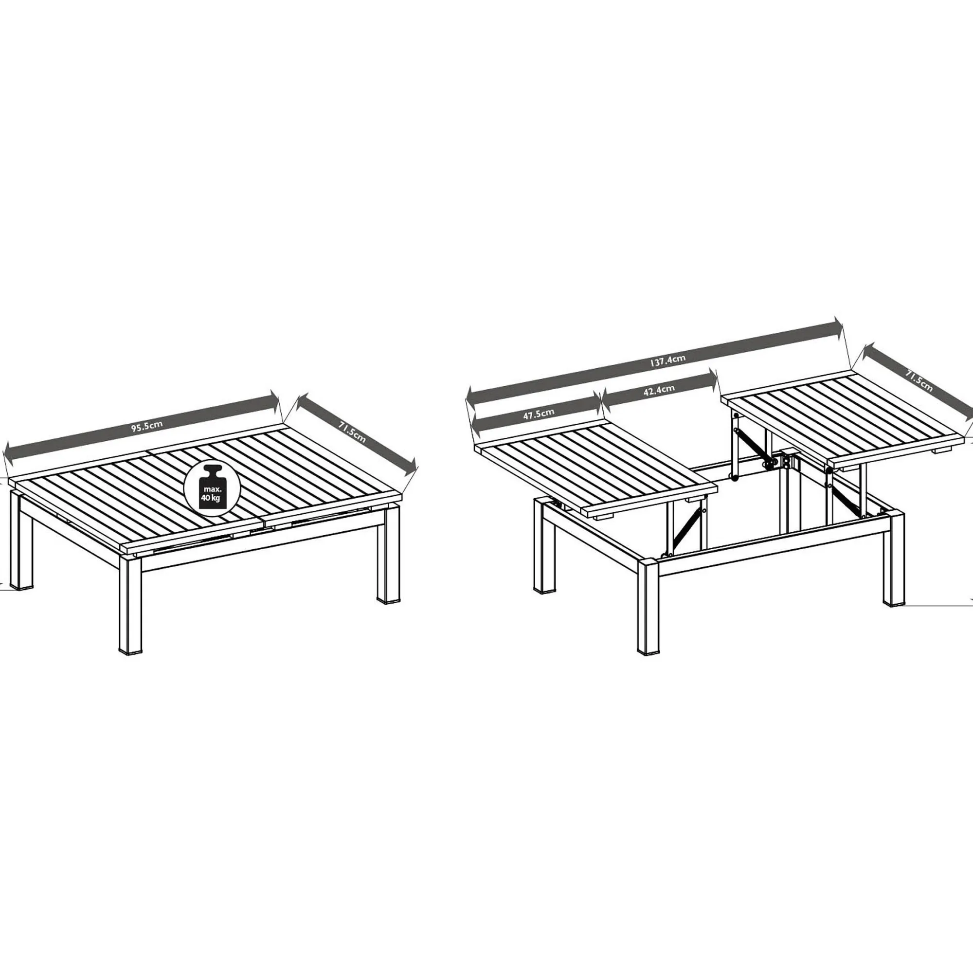Flash Sale Table Lounge D'Exterieur Rica, Reglable Meubles De Jardin & De Balcon